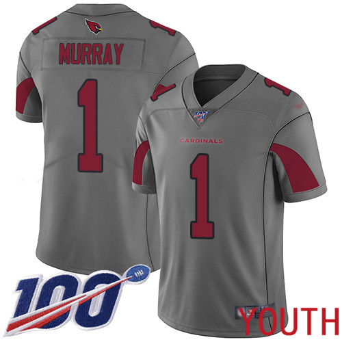 Arizona Cardinals Limited Silver Youth Kyler Murray Jersey NFL Football #1 100th Season Inverted Legend->arizona cardinals->NFL Jersey